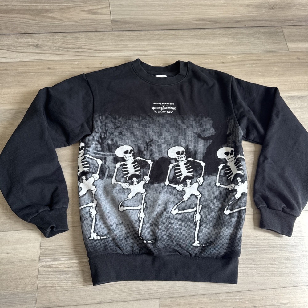 Disney Skeleton Dance Crewneck 100% Cotton Sweatshirt Halloween Unisex Sz‎ Small